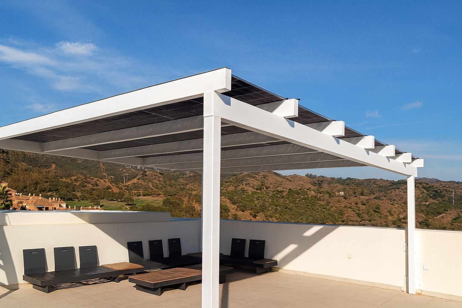 Pérgola Solar BIPV Finalizada en Casa Atrio